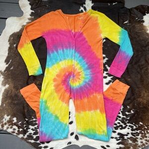 #followme rainbow multicolor tie die thermal button up pajama onesie